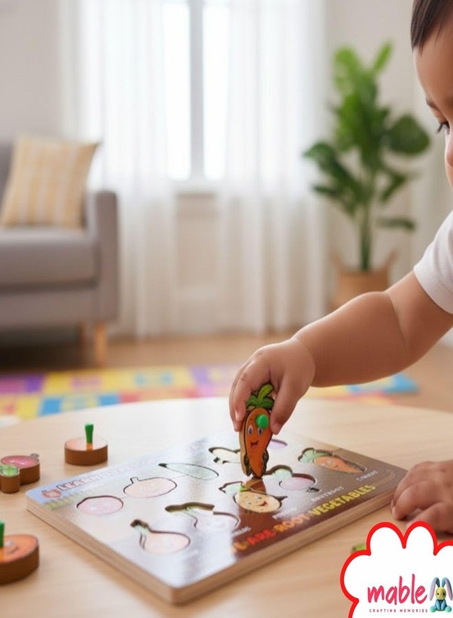 MABLE لعبة أحجية تعليمية للأطفال من مابل | لوحة أحجية كرتونية تعليمية لتحديد أنواع الخضراوات للأطفال الصغار من عمر سنتين فما فوق - Image 4